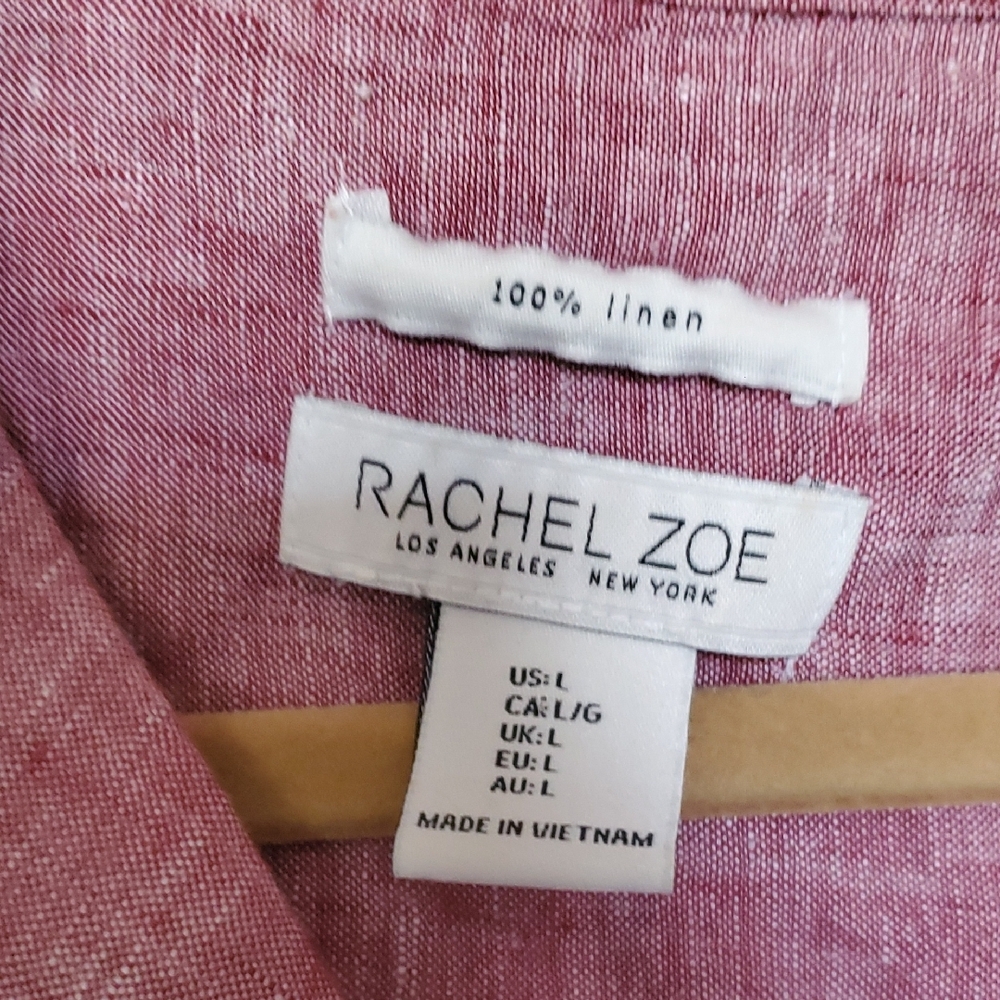 Linen - Rachel Zoe Pink Linen Shirt - Picture 2 of 4